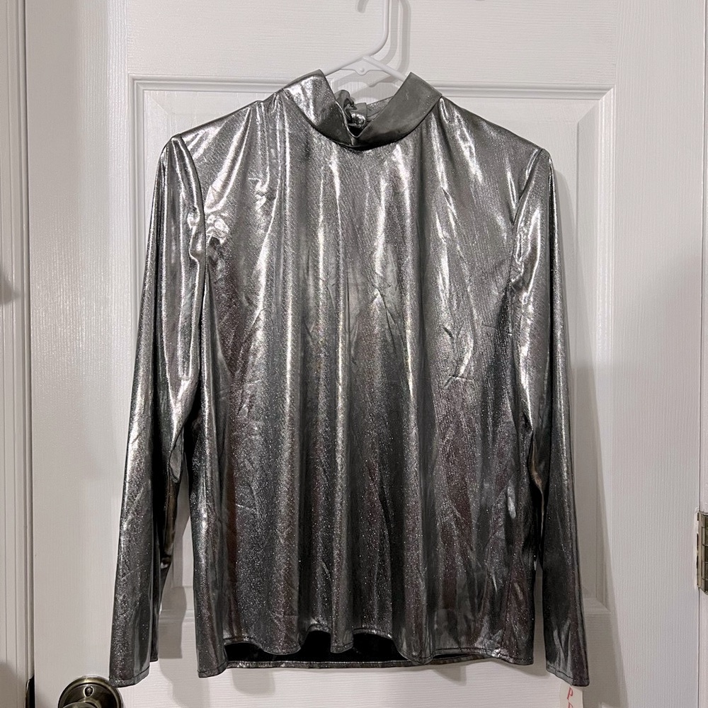 NEW with tags Vintage 1980 ladies silver shimmer shirt sz M